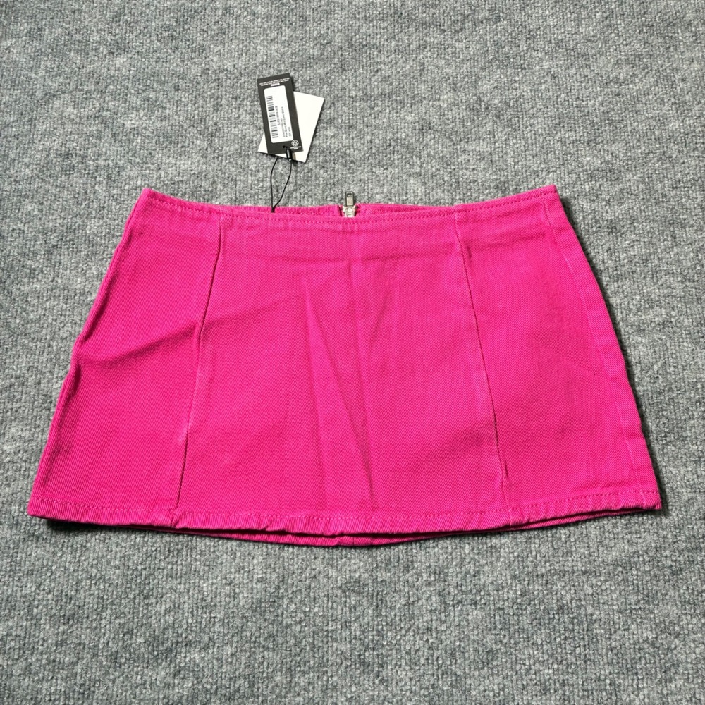 PRETTYLITTLETHING Womens Pink Micro Mini Denim Skirt Sz.4 Y2K Sexy
